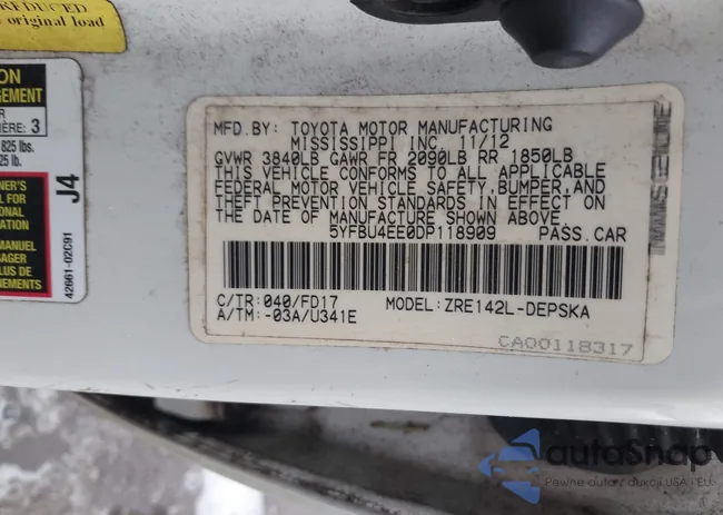 5YFBU4EE0DP118909: 43102998