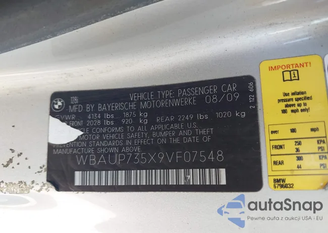 WBAUP735X9VF07548: 43104210