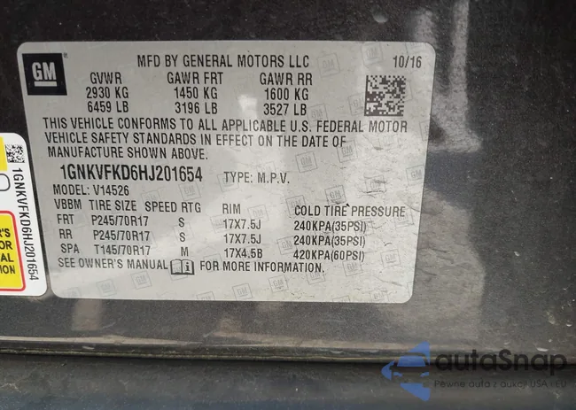 1GNKVFKD6HJ201654: 43104251