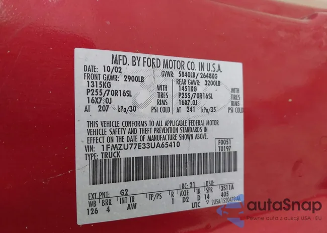 1FMZU77E33UA65410: 43104270