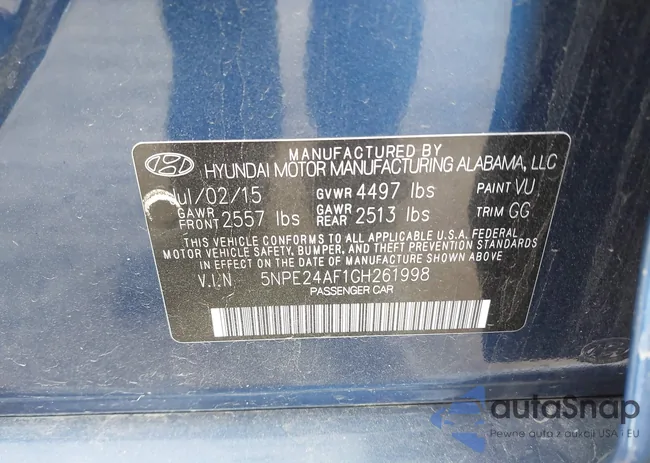 5NPE24AF1GH261998: 43104323