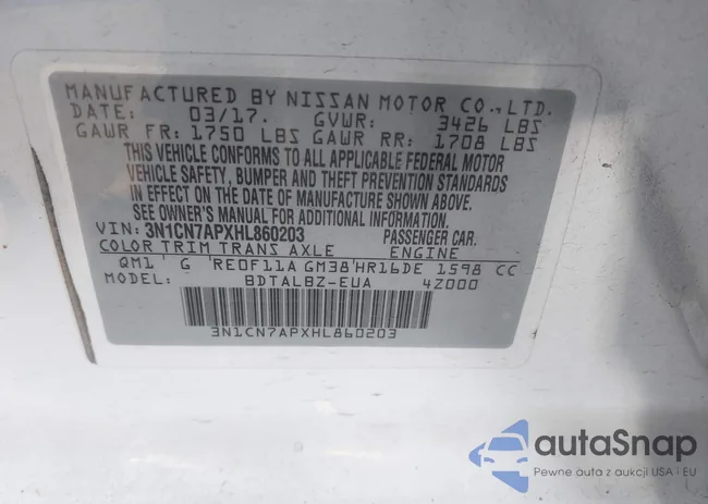 3N1CN7APXHL860203: 43104366