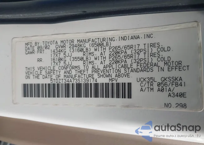 5TDZT34A73S139174: 43104427