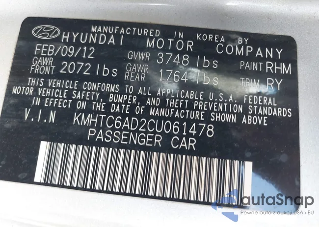 KMHTC6AD2CU061478: 43104434