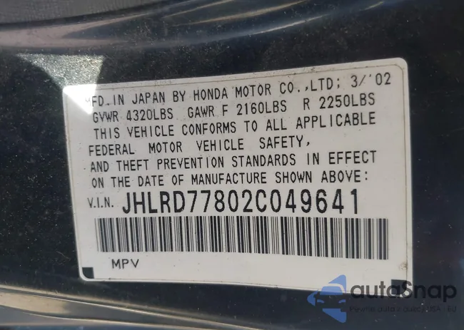 JHLRD77802C049641: 43104435