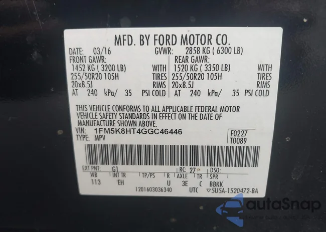 1FM5K8HT4GGC46446: 43104511