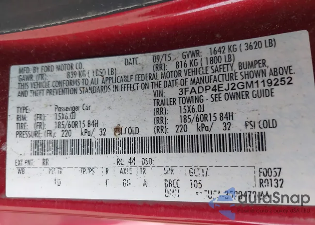 3FADP4EJ2GM119252: 43104592