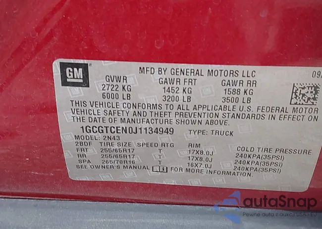 1GCGTCEN0J1134949: 43103725