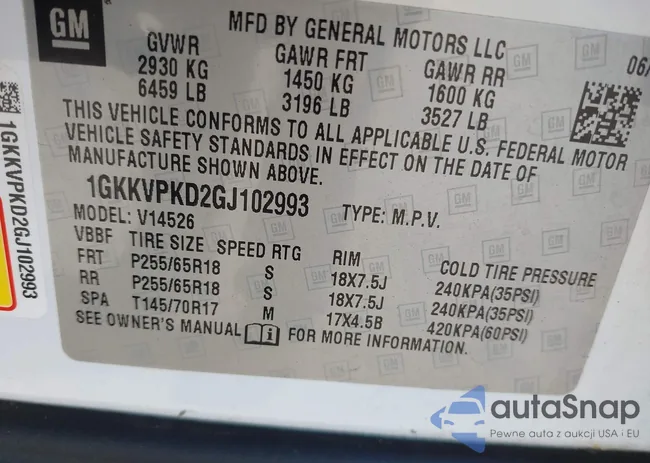 1GKKVPKD2GJ102993: 43103821