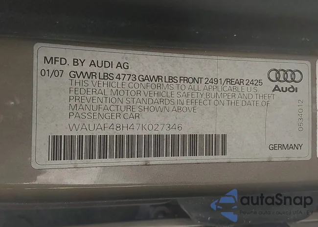 WAUAF48H47K027346: 43103944