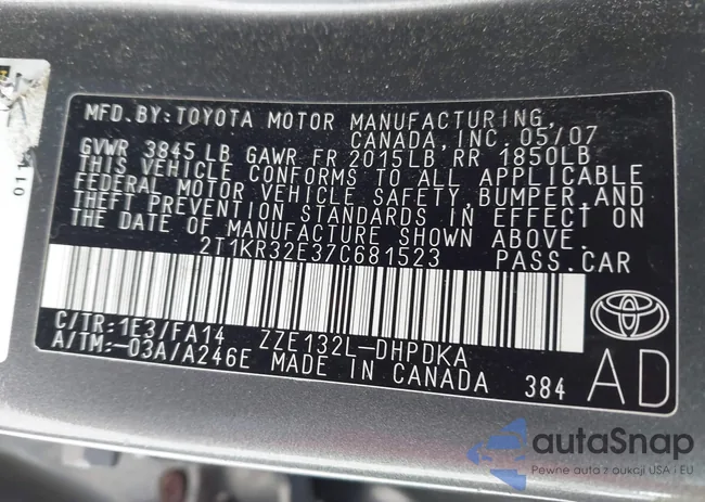 2T1KR32E37C681523: 43103976