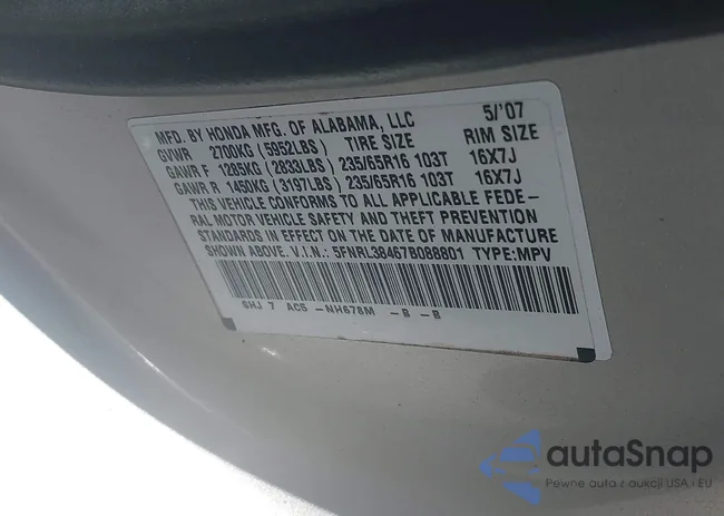 5FNRL38467B088801: 43104035