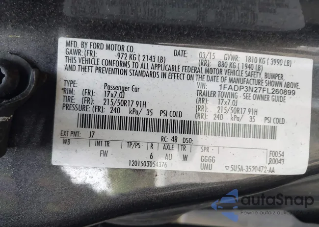 1FADP3N27FL260899: 43105267