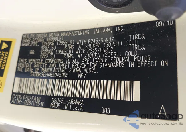 5TDBK3EH4BS045865: 43105352