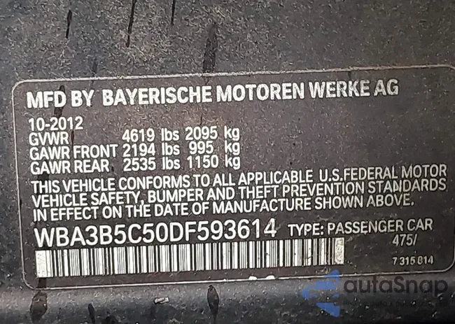 WBA3B5C50DF593614: 43105498