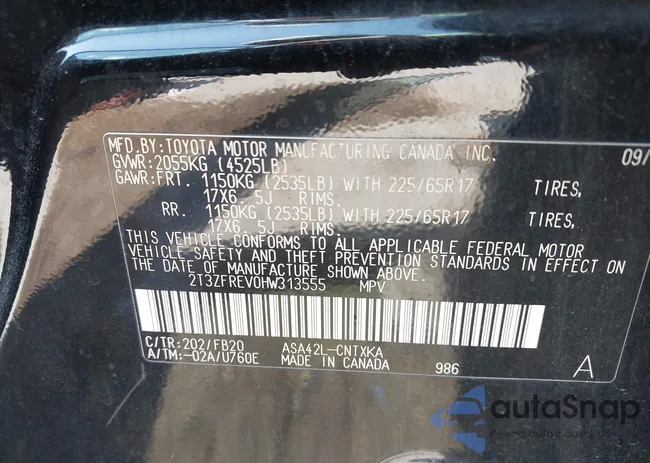 2T3ZFREV0HW313555: 43105509