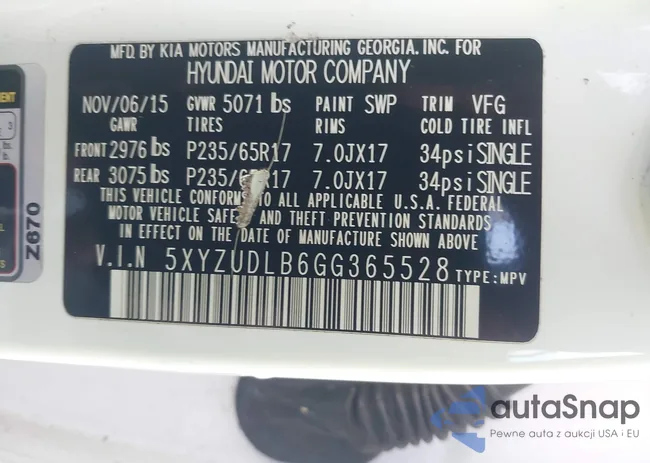 5XYZUDLB6GG365528: 43105525