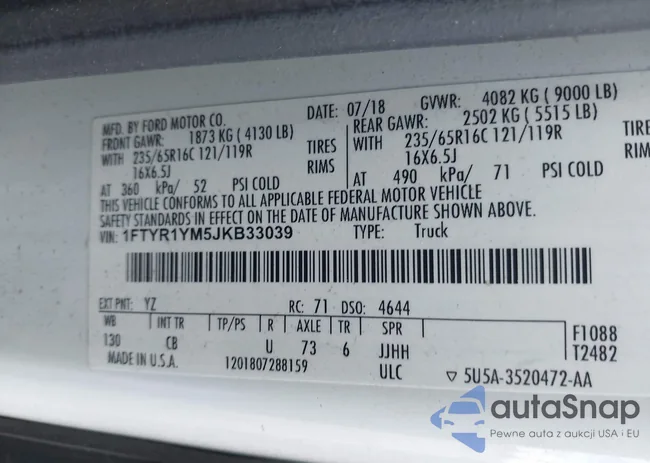 1FTYR1YM5JKB33039: 43105673