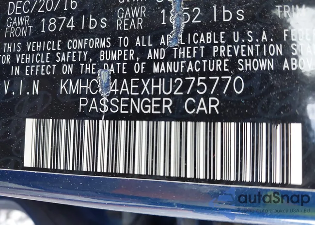 KMHCT4AEXHU275770: 43105674