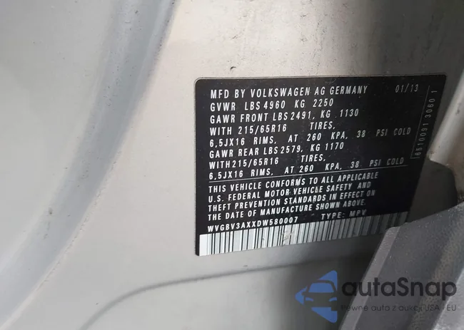 WVGBV3AXXDW580007: 43104824