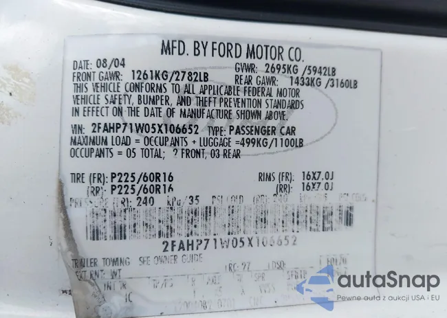 2FAHP71W05X106652: 43104921