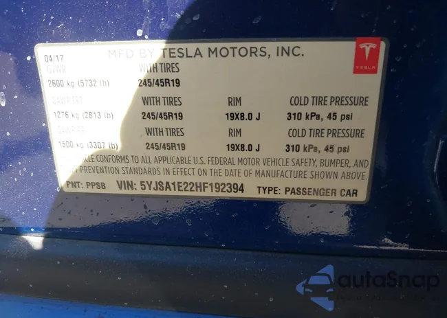 5YJSA1E22HF192394: 43105095