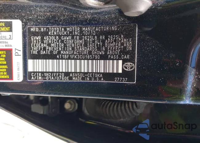 4T1BF1FK3CU185790: 43106112