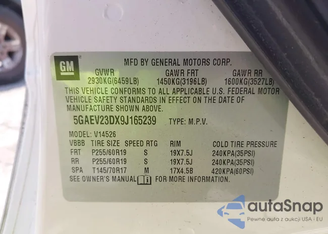 5GAEV23DX9J165239: 43106175