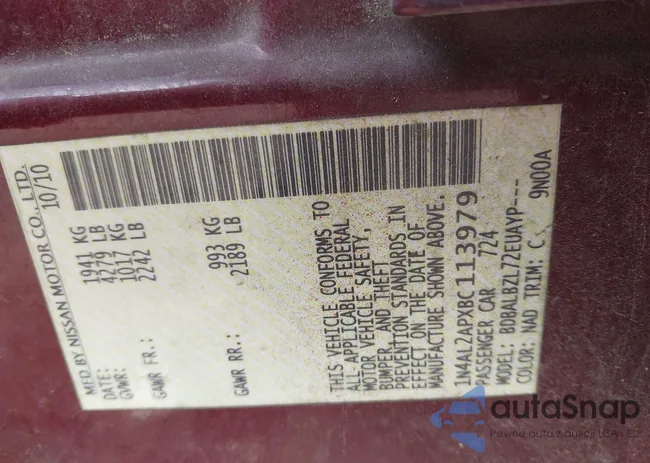 1N4AL2APXBC113979: 43106335