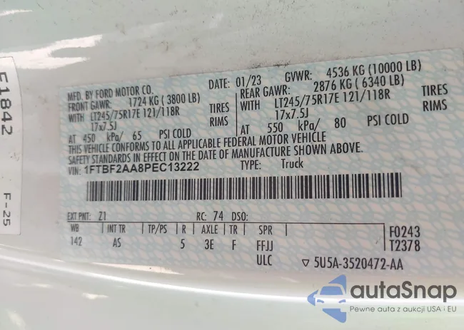 1FTBF2AA8PEC13222: 43106397