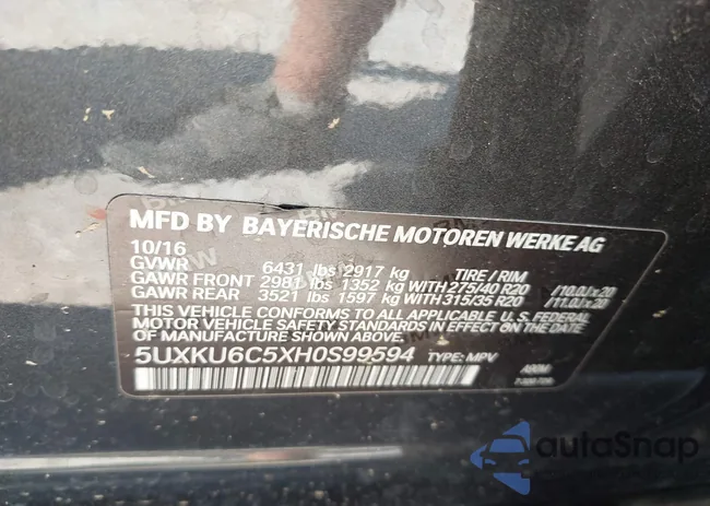 5UXKU6C5XH0S99594: 43106425