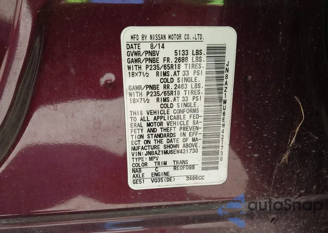 JN8AZ1MU6EW421730: 43106471