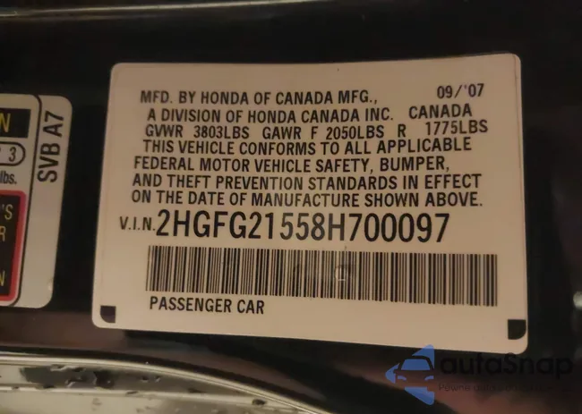 2HGFG21558H700097: 43106472