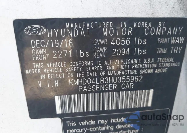 KMHD04LB3HU355962: 43106508