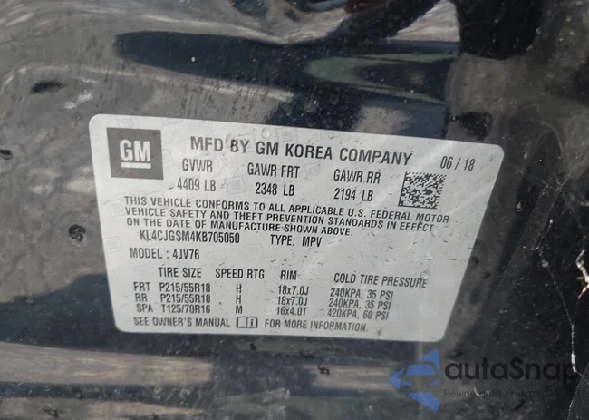 KL4CJGSM4KB705050: 43106542