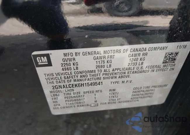 2GNALCEK6H1549541: 43106555