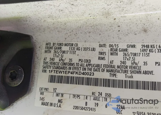 1FTEW1EP4FKD40023: 43106562