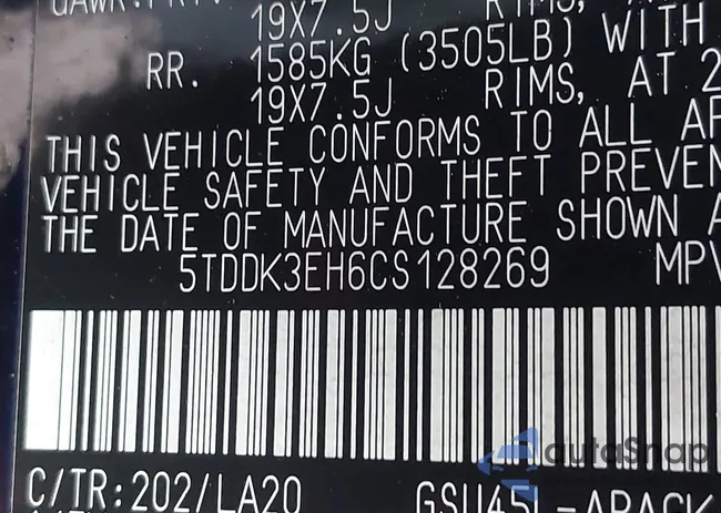 5TDDK3EH6CS128269: 43106633