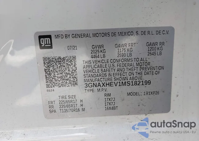 3GNAXHEV1MS182199: 43106683