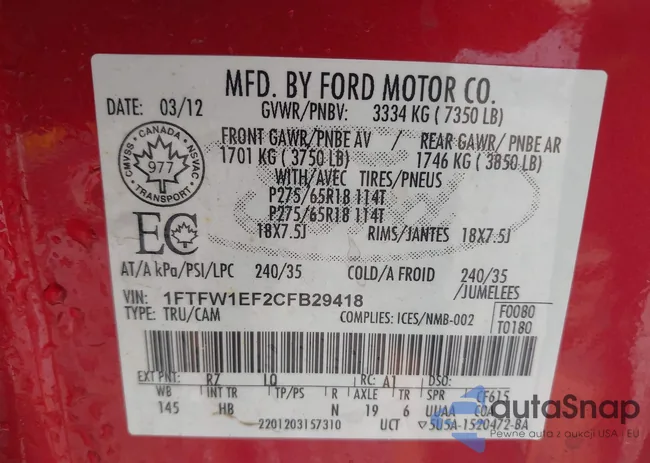 1FTFW1EF2CFB29418: 43105755