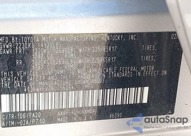 4T3RWRFV7NU056064: 43105762