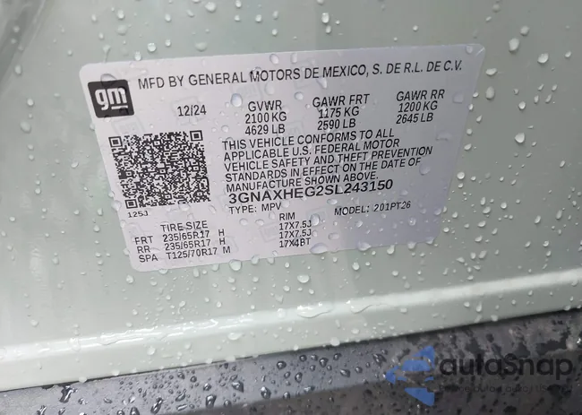 3GNAXHEG2SL243150: 43105771