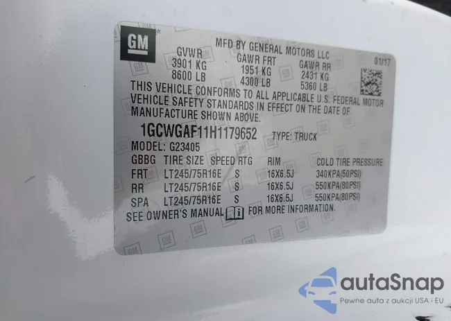 1GCWGAF11H1179652: 43105773