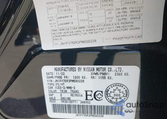 JN1FV7DR3PM590228: 43105833