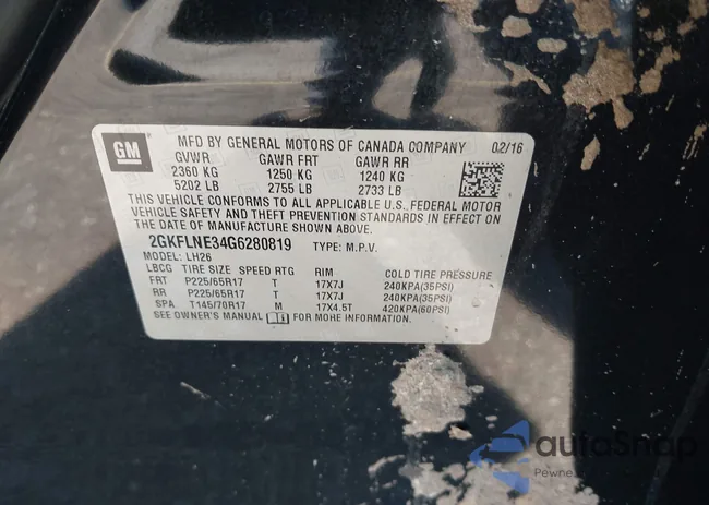 2GKFLNE34G6280819: 43105878