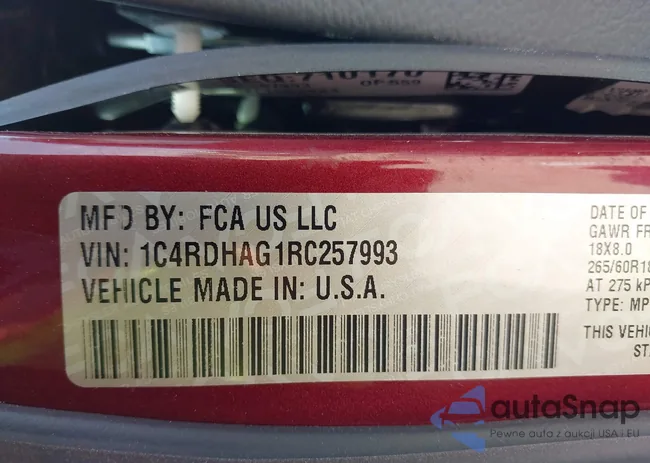 1C4RDHAG1RC257993: 43105947