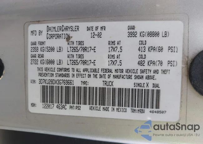 3D7KU28DX3G769661: 43106008