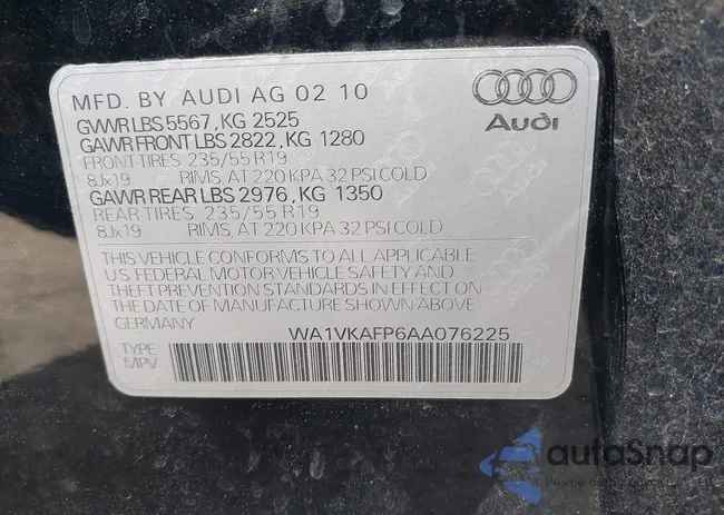 WA1VKAFP6AA076225: 43106019