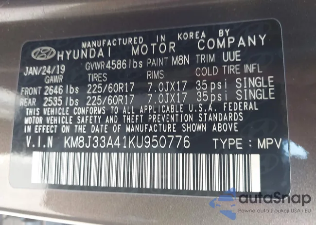 KM8J33A41KU950776: 43106035