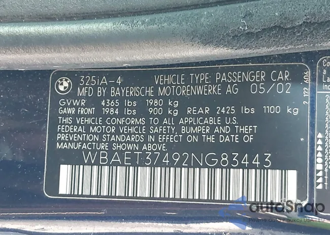 WBAET37492NG83443: 43106042